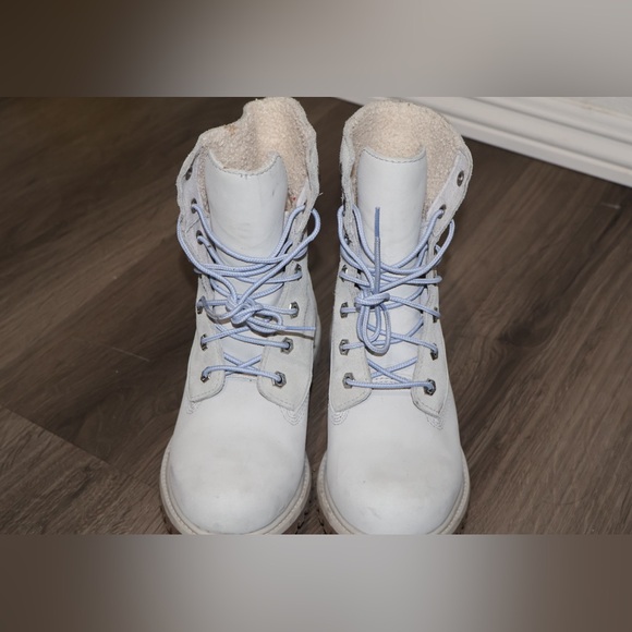 Timberland Women’s Size 7 light blue WP Fleece Fold Down Nubuck Boots AJ-327 - Picture 2 of 10